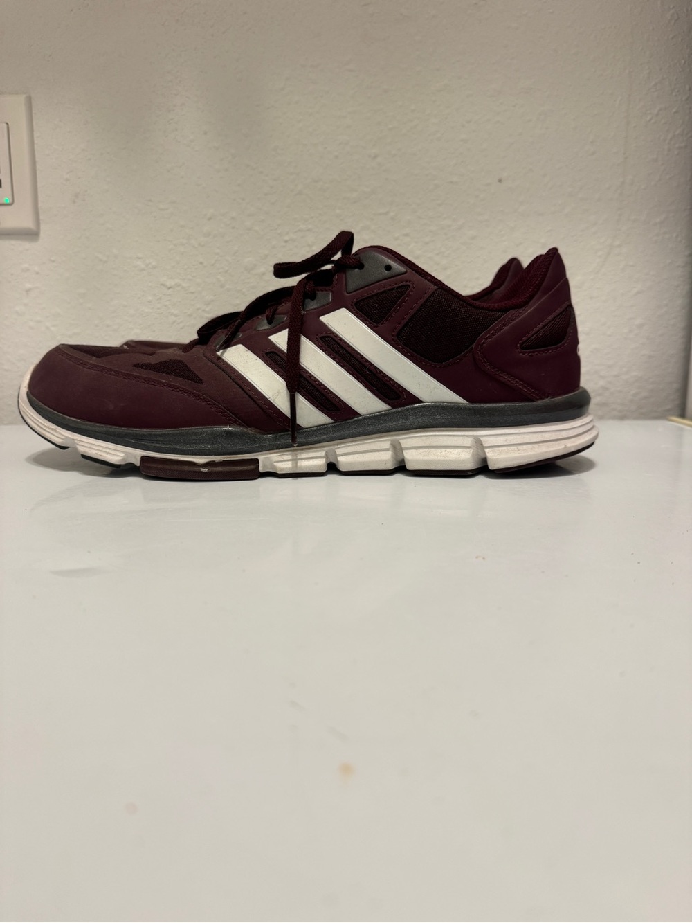 adidas Men's Burgundy Athletic Sneakers with White Stripes